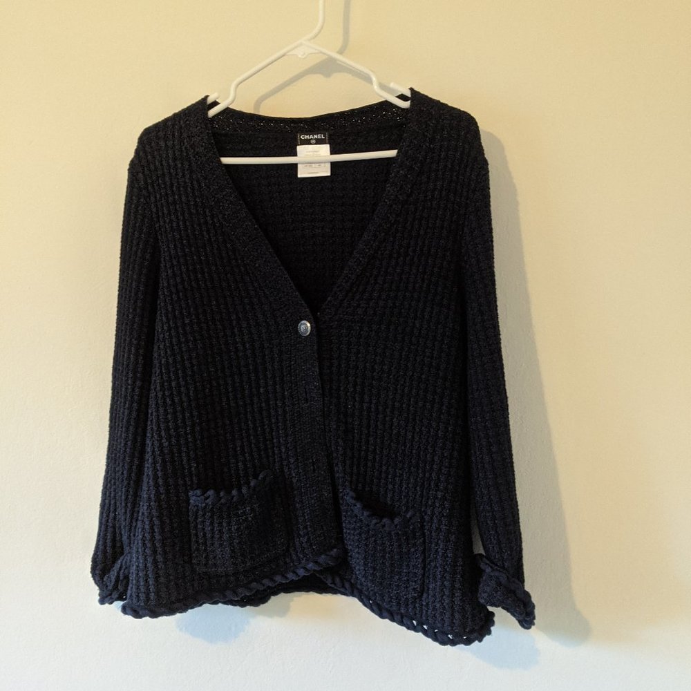 Chanel Blue Sweater Cardigan